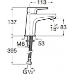Roca Vela A5A321EC0N 面盆龍頭（連彈弓去水）：單把手、鍍鉻色、底座安裝
